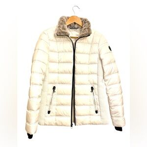 {Nautica} White Faux-Fur Trim Quilted Puffer Jacket - Women's